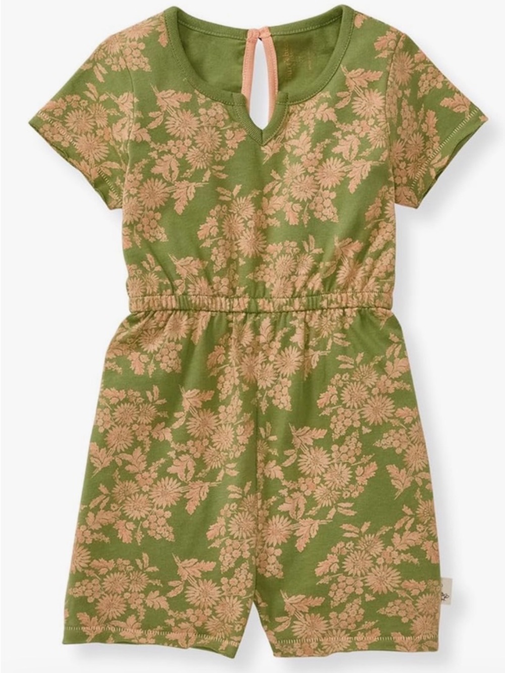 Burt’s Bees Baby Floral Olive and Blush Short Romper NWOT